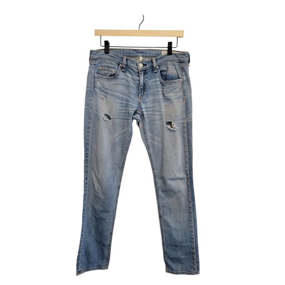rag & bone Denim - Rag & Bone The Dre Skinny Jeans Low Rise 27 Light Wash Distressed Pants